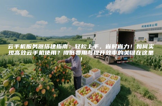 云手机服务器搭建指南:轻松上手,省时省力!如何实现高效云手机使用?降低费用与提升效率的关键在这里!